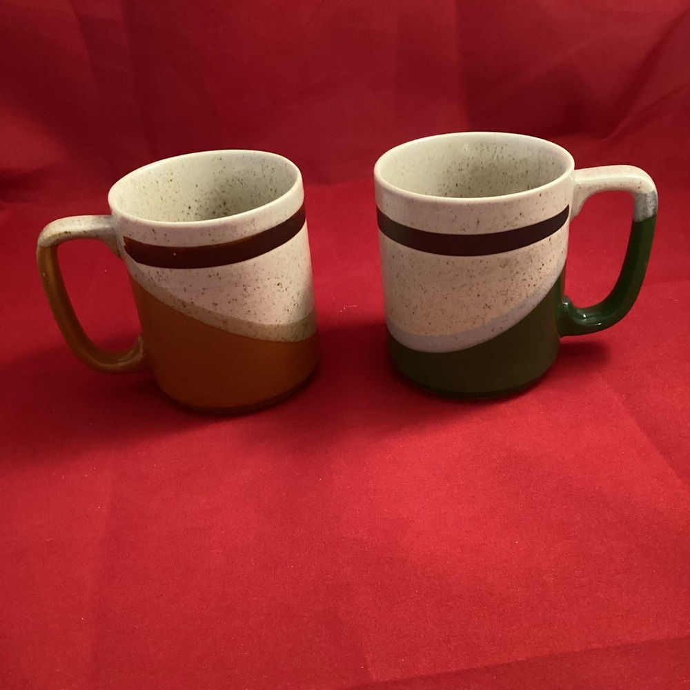 Two vintage stoneware mugs made in Japan